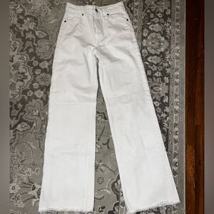 ZARA raw hem, straight leg white jeans